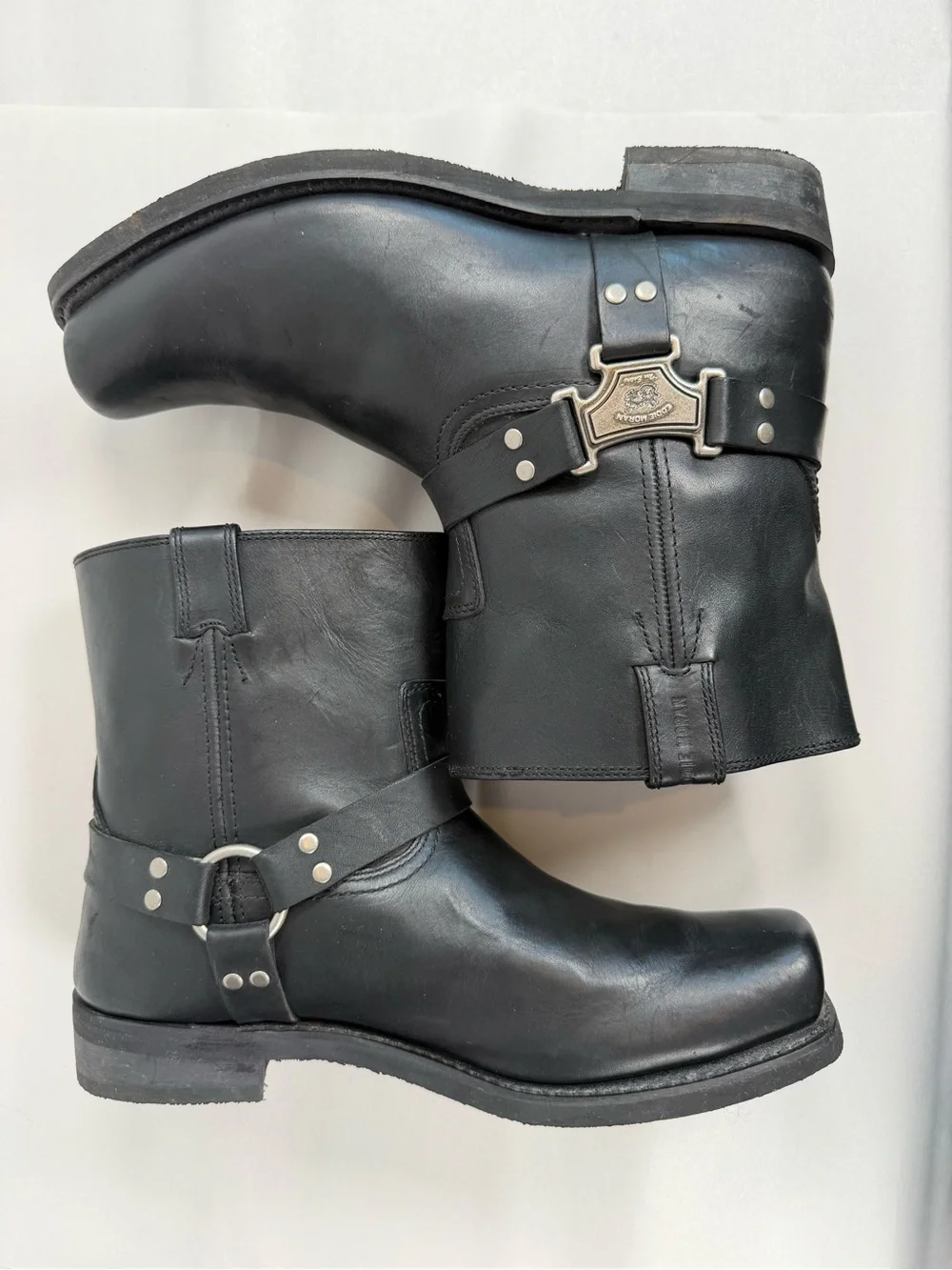 Eddie Moran Men’s Harness Boots Size 14 EE 76019W Black Leather Motorcycle Biker